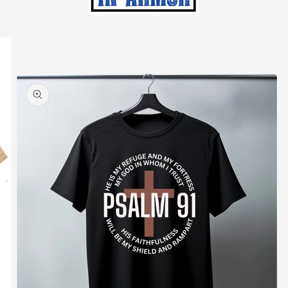 Clothed in armor Size All sizes Psalm 91 Christian Faith T-Shirt Religious Cross - Picture 2 of 3